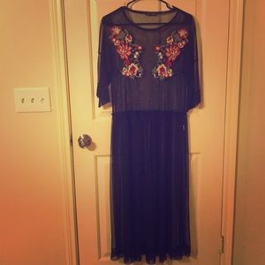 Zara see through dress with flower appliqués